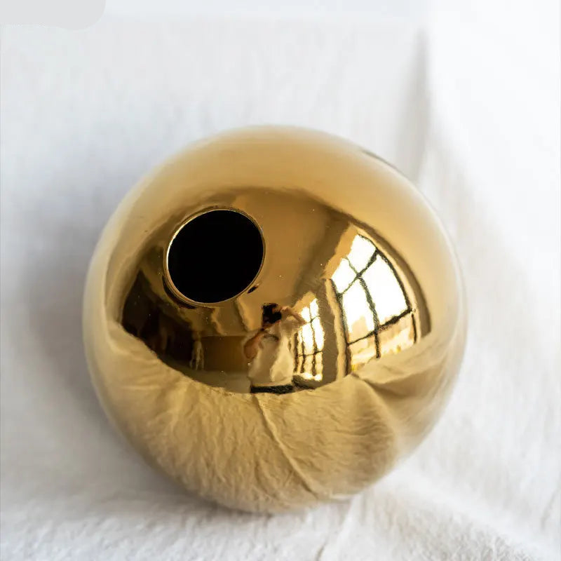 Golden Plated Ceramic Ball Vase