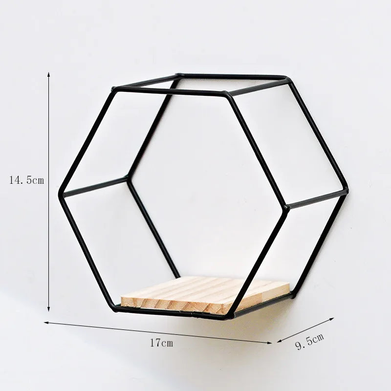 Floating Wall Shelf Hexagon Storage Holder