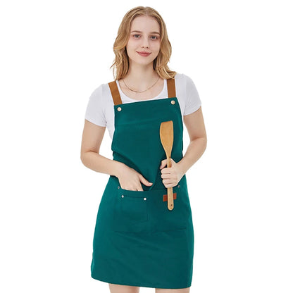 Water Repellent Unisex Kitchen Apron with Pockets for Work