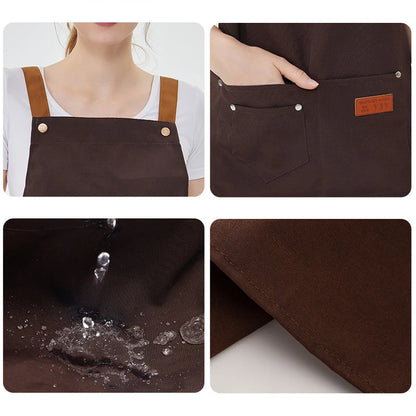 Water Repellent Unisex Kitchen Apron with Pockets for Work