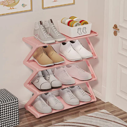 7-Shaped Fabric Shoe Rack Multi-Layer Dust-Proof Storage Cabinet