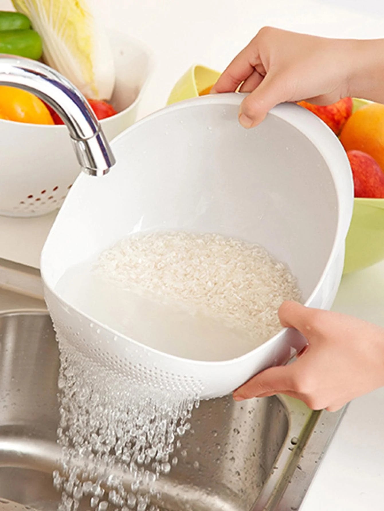 Colander Drain Basket with Handle for Rice