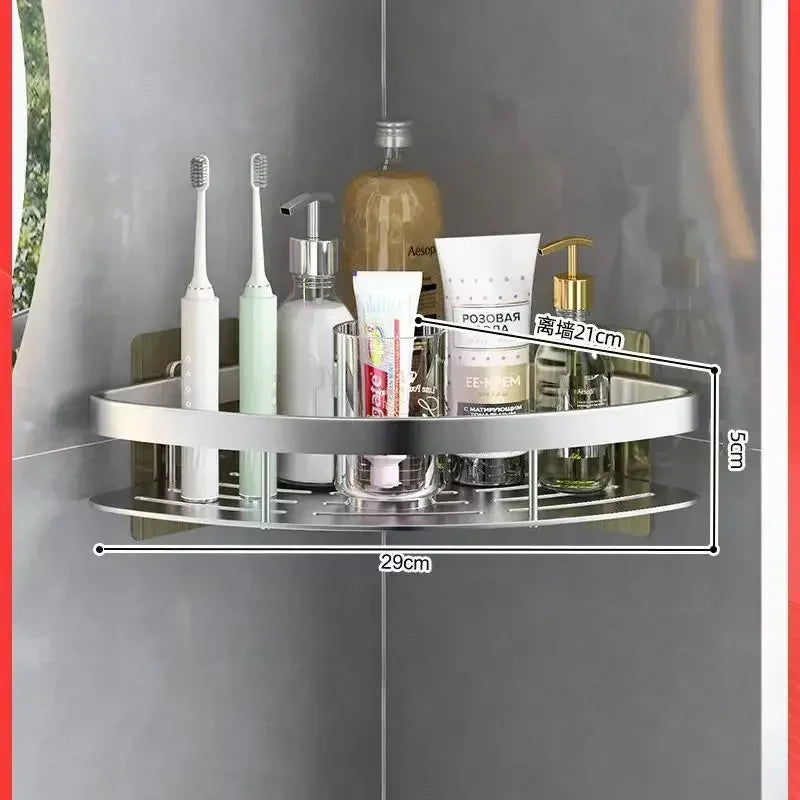 No Drill Aluminum Bathroom Shelf Shampoo Rack