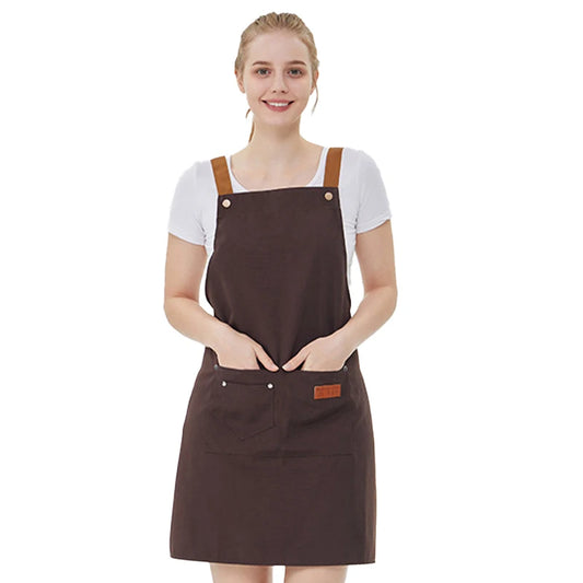 Water Repellent Unisex Kitchen Apron with Pockets for Work