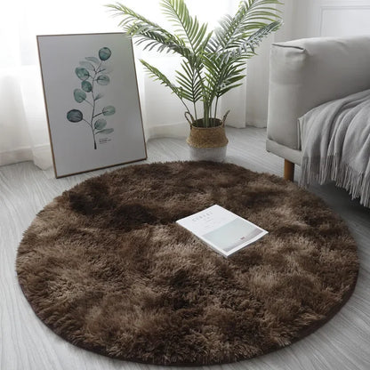 Scandinavian Tie-dye Silk Wool Round Carpet Comfortable Home Decor