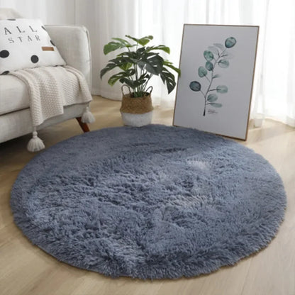 Scandinavian Tie-dye Silk Wool Round Carpet Comfortable Home Decor