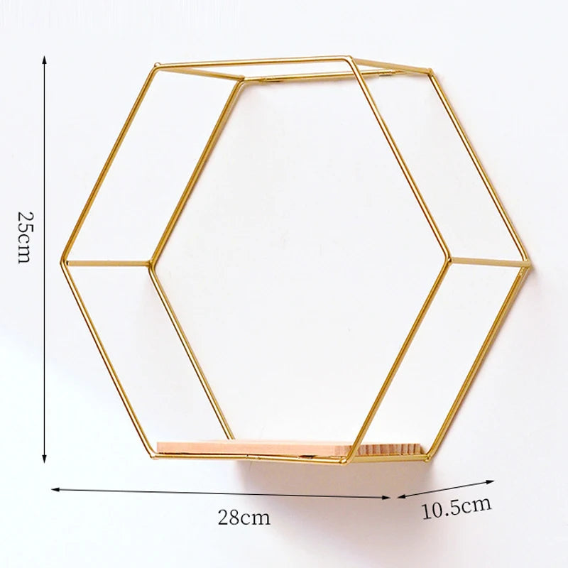 Floating Wall Shelf Hexagon Storage Holder