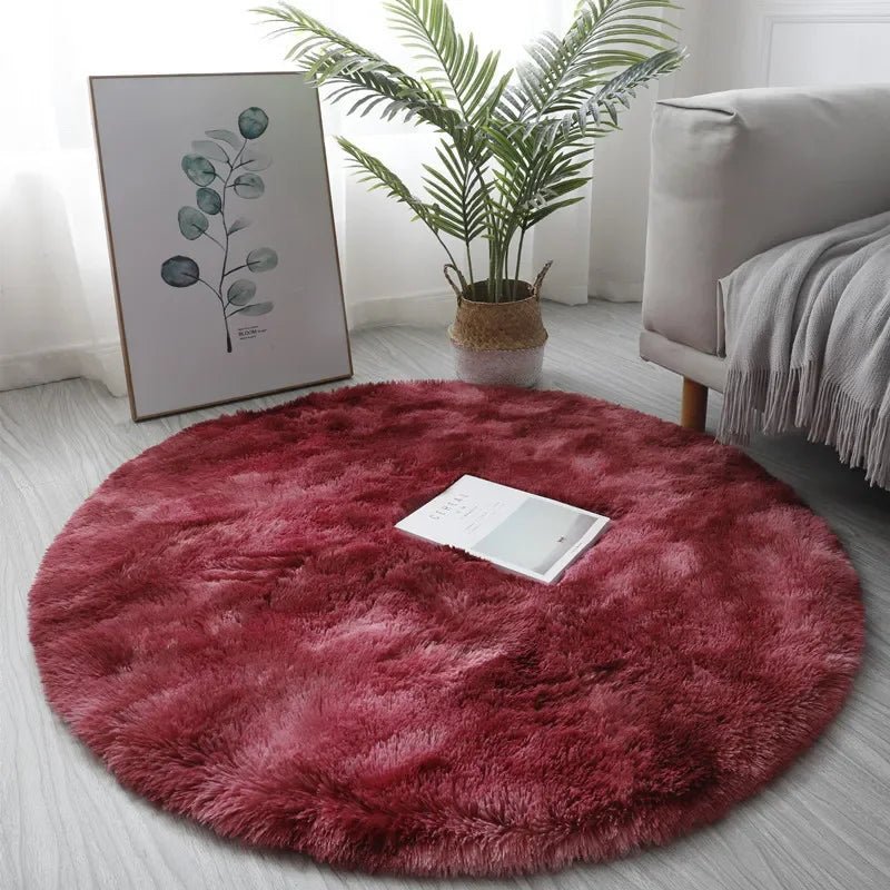 Scandinavian Tie-dye Silk Wool Round Carpet Comfortable Home Decor