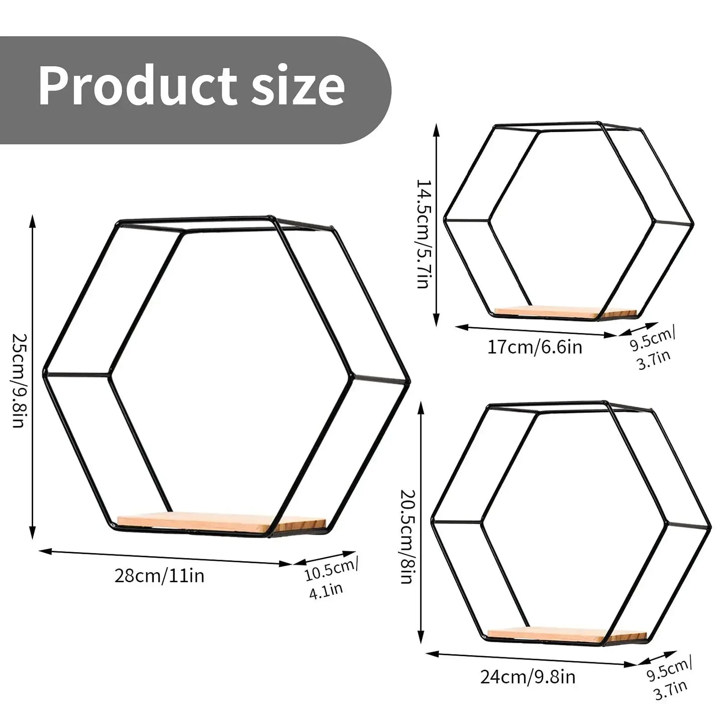 Floating Wall Shelf Hexagon Storage Holder