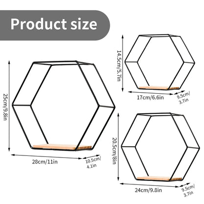 Floating Wall Shelf Hexagon Storage Holder