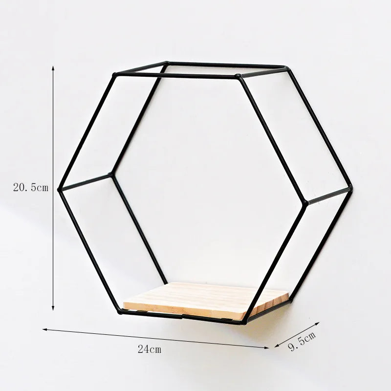 Floating Wall Shelf Hexagon Storage Holder