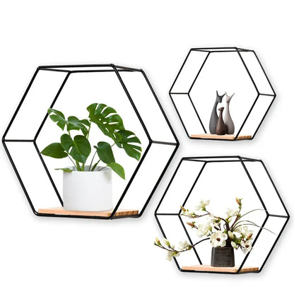 Floating Wall Shelf Hexagon Storage Holder