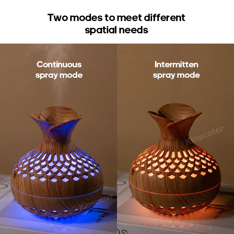 Wood Grain USB Humidifier 300ml Aroma Diffuser