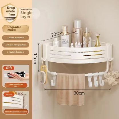 No Drill Aluminum Bathroom Shelf Shampoo Rack