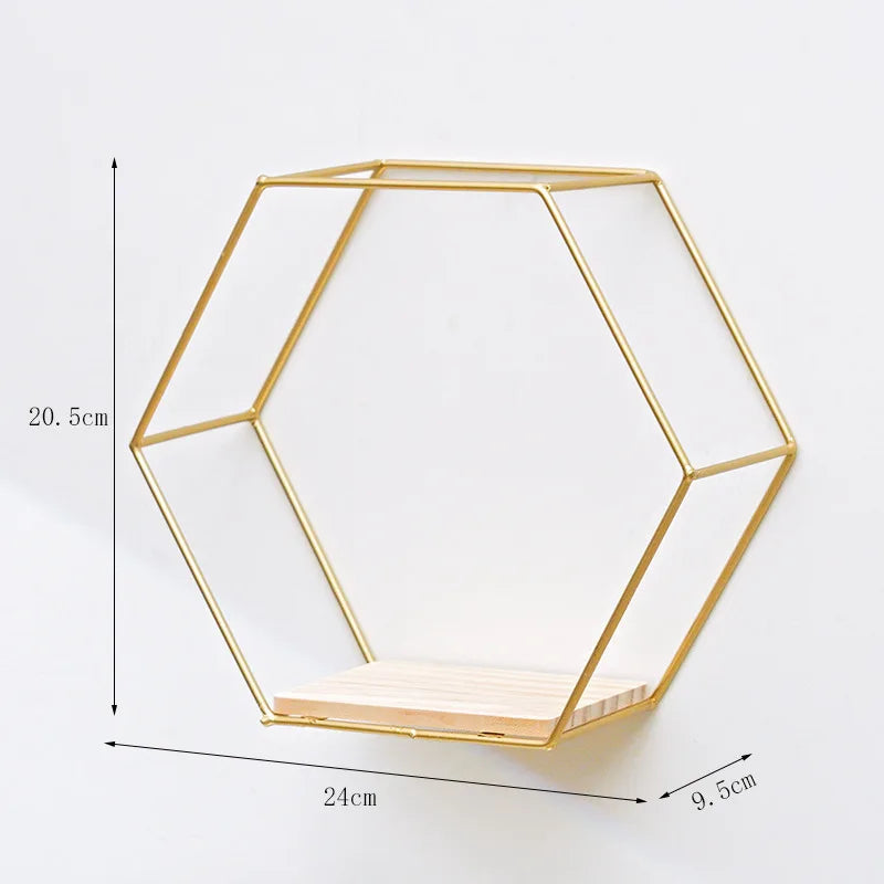 Floating Wall Shelf Hexagon Storage Holder