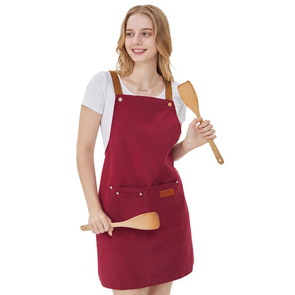 Water Repellent Unisex Kitchen Apron with Pockets for Work